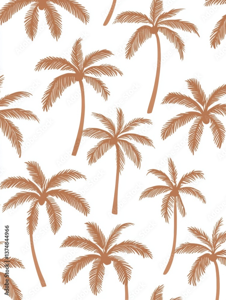 Seamless pattern of palm trees in a light brown color. the trees are arranged in a repeating pattern on a white background. Seamless pattern of palm trees in a light brown color. the trees are arranged in a repeating pattern on a white background.