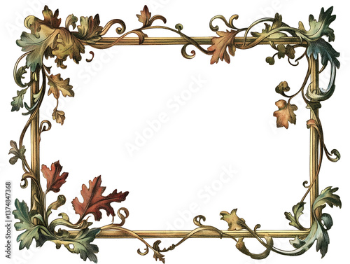 thin frame text in gothic illumination with acanthus leaves White background