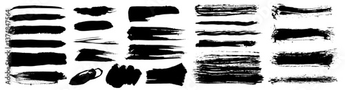 The set of Black Texture for Background. Handmade Rough Ink Lines for Design and Decoration. Abstract Artistic Brush. Strokes Isolated on White backdrop