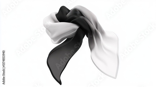 Elegant Black and White Fabric Knot Abstract Design for Fashion Art and Minimalist Decoratio photo