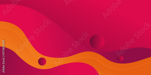 Modern colorful purple and orange geometric business banner design. Creative banner design with wave shapes for template. Simple horizontal banner.