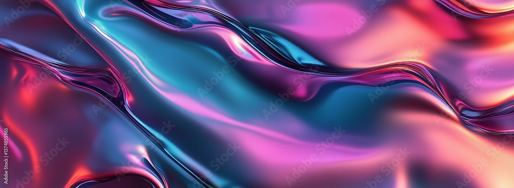 Fototapeta premium Abstract fluid 3D render in poster art style with vibrant colors and smooth textures.
