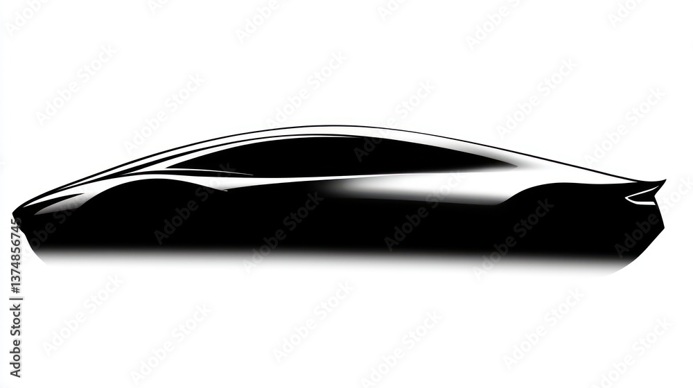 Fototapeta premium Futuristic Car Silhouette Sleek Design for Automotive Transportation and Technology Concepts