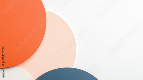Wallpaper Mural Abstract graphic design with three overlapping circles. the circles are of different sizes and colors - one is orange, one is light pink, and one is dark blue. Torontodigital.ca