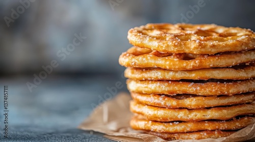 A tempting stack of golden, freshly baked pretzels showcasing a crispy exterior and soft interior, perfect for anyone seeking a delicious snack experience.