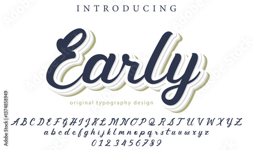 Early Font Stylish brush painted an uppercase vector letters, alphabet, typeface