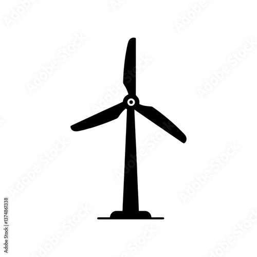 Vector silhouettes of wind turbines
