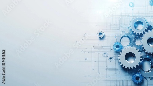 Abstract Technology Grey geometric background with gear shape Vector graphic design