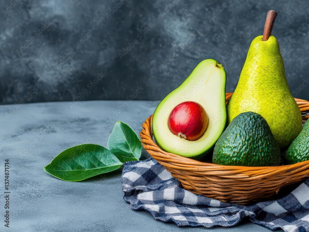 Avocado Pear in market basket