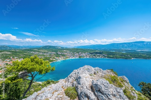 beautiful cityscape of Vrbnik town Adriatic sea, Krk island, Croatia