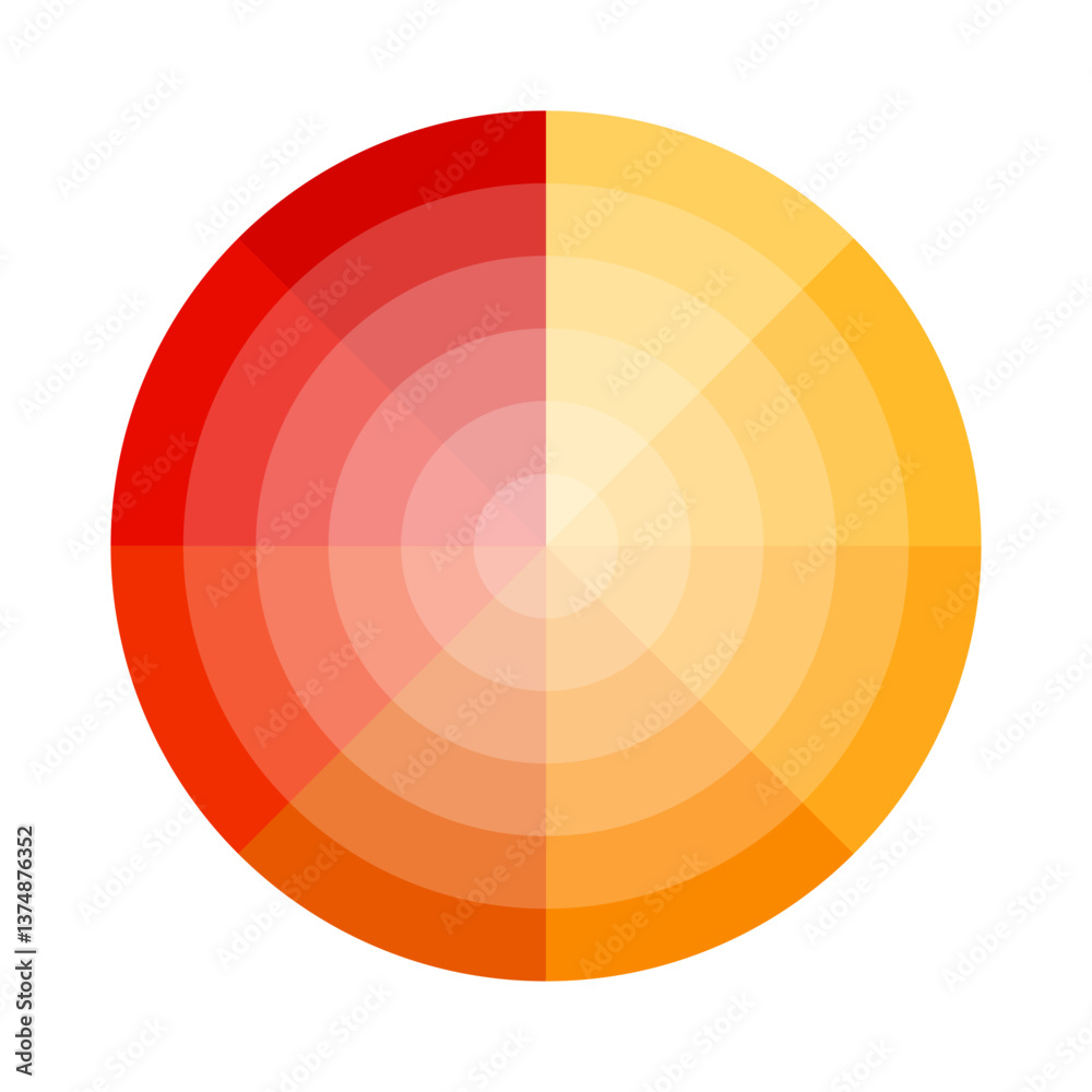 Fototapeta premium Red orange gradient. Abstract round shape. Geometric radial design. Vector illustration.