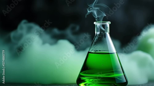Smoking Green Chemical in a Laboratory Flask
