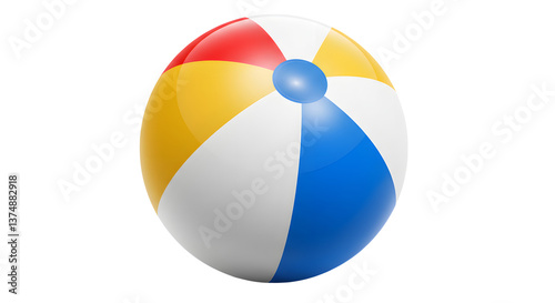 Colorful Beach Ball Isolated on White Ready for Summer Fun