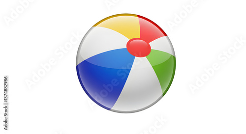 Free Download Colorful Beach Ball Illustration with Shadow on White Background - GFXLoad