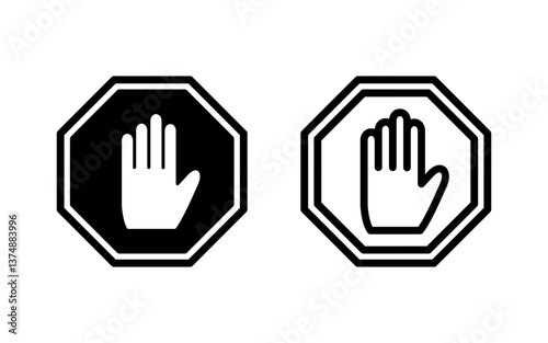 Wallpaper Mural Stop icon vector illustration. stop road sign. hand stop sign and symbol. Do not enter stop red sign with hand Torontodigital.ca