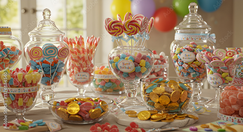 Fototapeta premium Extravagant Candy Buffet Display for a Delightful Children's Celebration Event