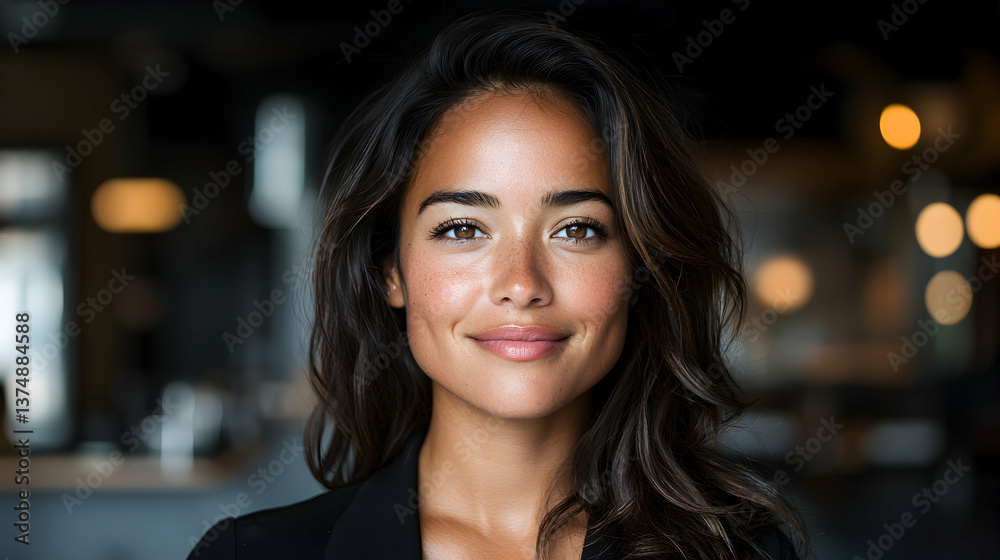 Portrait of a Smiling Young Woman with Freckles
