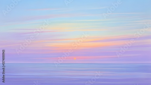 Serene Pastel Horizon - Dreamy Sky and Sea Scene