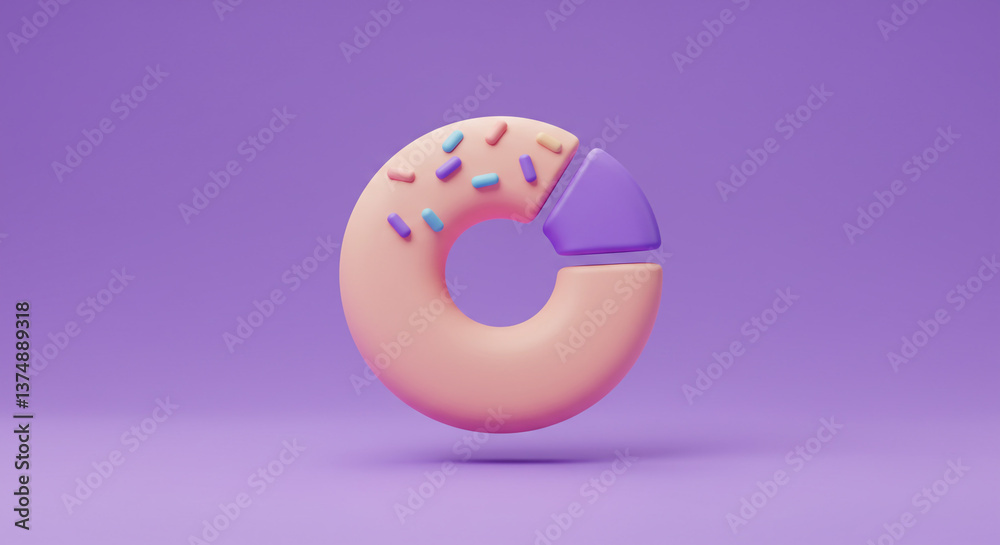 A playful donut chart playfully illustrating data segments with pastel colors and sprinkles against a soft purple background.