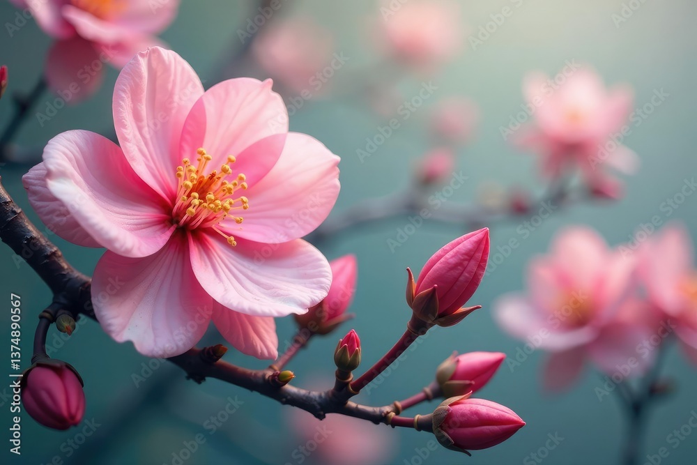 Obraz premium Delicate, intertwined blossoms, repeating motif, delicate, repeating pattern