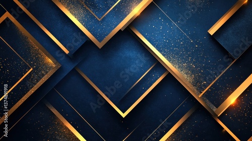 Abstract Navy Blue and Gold Geometric Pattern