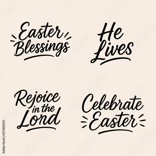 Christian Easter Lettering Set – He Lives, Rejoice, Blessings