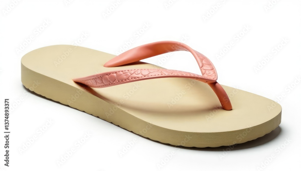 A single, isolated flip-flop on pure white background , orange, pink, new A single, isolated flip-flop on pure white background , orange, pink, new