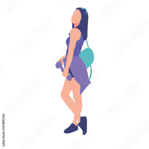 Active woman with gym equipment