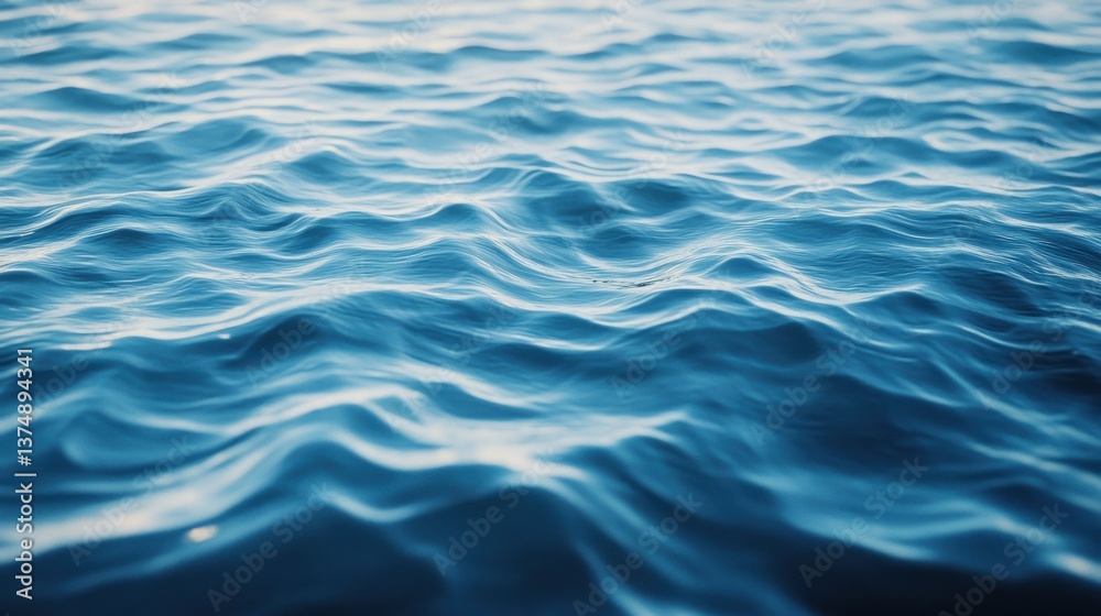 Fototapeta premium Serene seascape of gentle waves, Background painted in shades of blue and white, creating a calming and peaceful scene of fluid motion.