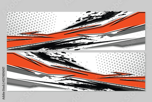 Racing Car branding with racing wrap decal or livery design template Vector Premium EPS 10