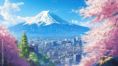 Mount Majestic Beauty: A Springtime Panorama