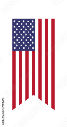 The flag of the United States. Flag icon. Standard color. Long bar icon. A vertical flag. A rectangular flag. Digital Vector illustration.