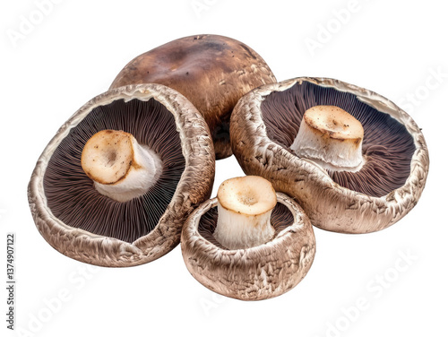 Portobello Mushrooms with Large, Meaty Caps, Perfect for Grilling Transparent Background