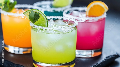 Wallpaper Mural Refreshing lime and salt rimmed margaritas in various vibrant colors A close up shot showcasing colorful cocktails perfect for a summer party or festive celebration Torontodigital.ca