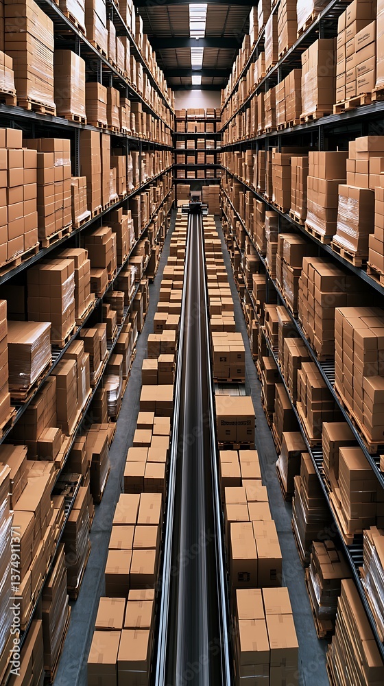Warehouse Conveyor Belt with Cardboard Boxes. Warehouse Conveyor Belt with Cardboard Boxes.