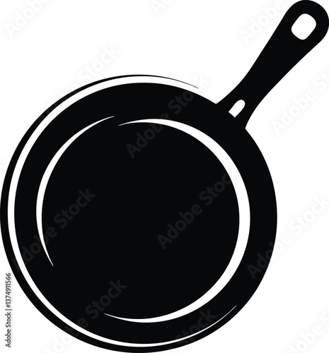 Isolated cast iron frying pan on a white backdrop