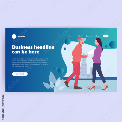 Business headline placeholder.  Modern corporate collaboration