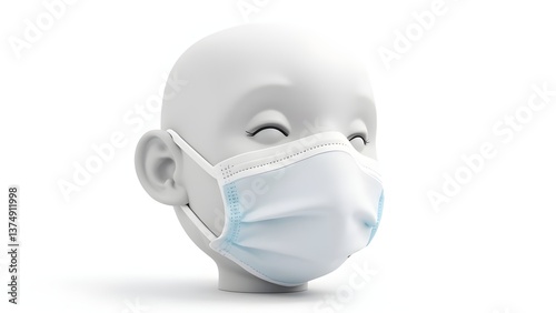 3D Face with Medical Mask Emoji, health and safety symbol, ideal for expressing protection, wellness, and medical contexts