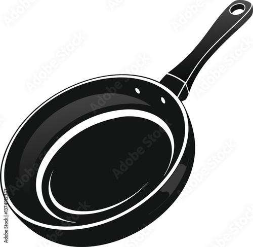 Isolated cast iron frying pan on a white backdrop