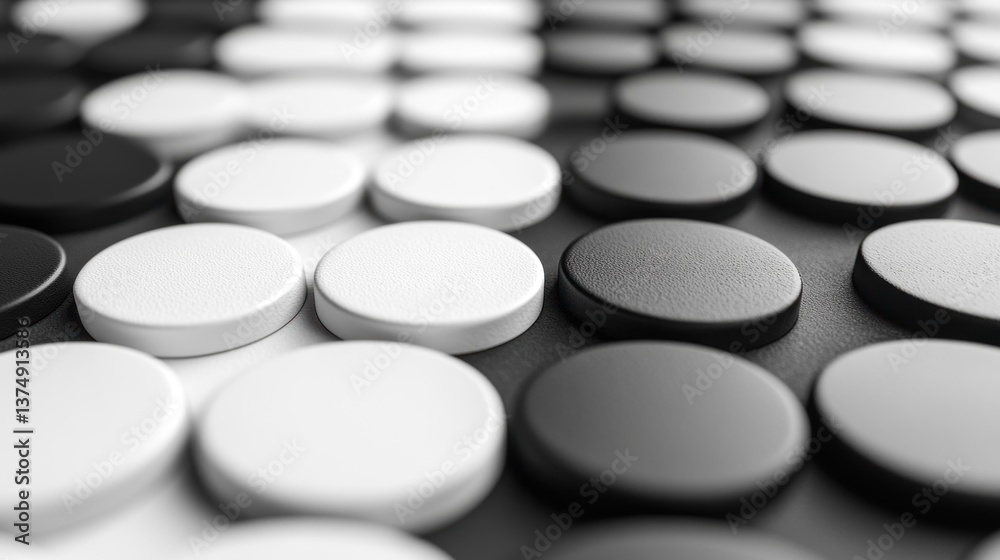 Abstract Black and White Circles Pattern: A Monochromatic Game Piece Design Abstract Black and White Circles Pattern: A Monochromatic Game Piece Design
