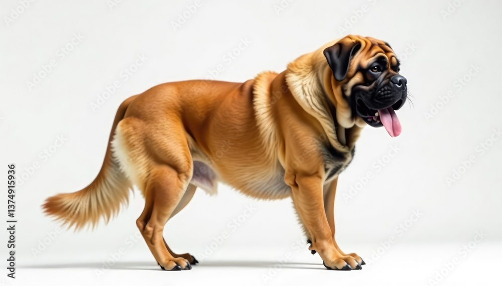 Obraz premium Majestic mastiff, powerful stance, white background, breed, animal photography