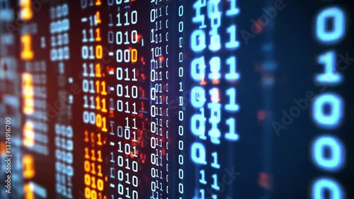 Abstract Binary Code Animation Revealing Information and Data Flow Technology Concept