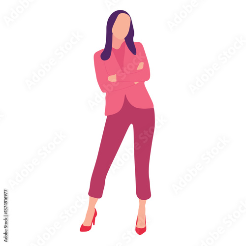 Confident businesswoman in a pink suit