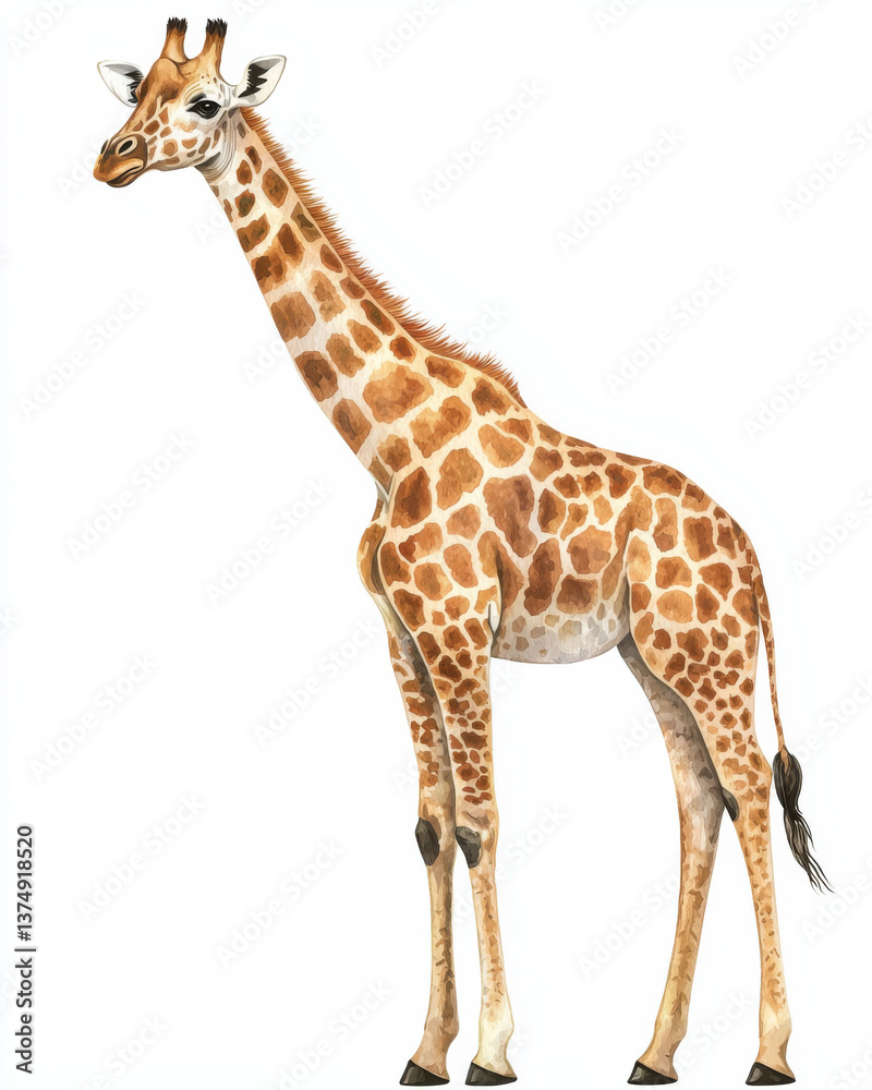 Naklejka premium Delightful giraffe watercolor