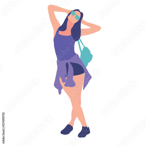 Happy woman in casual attire