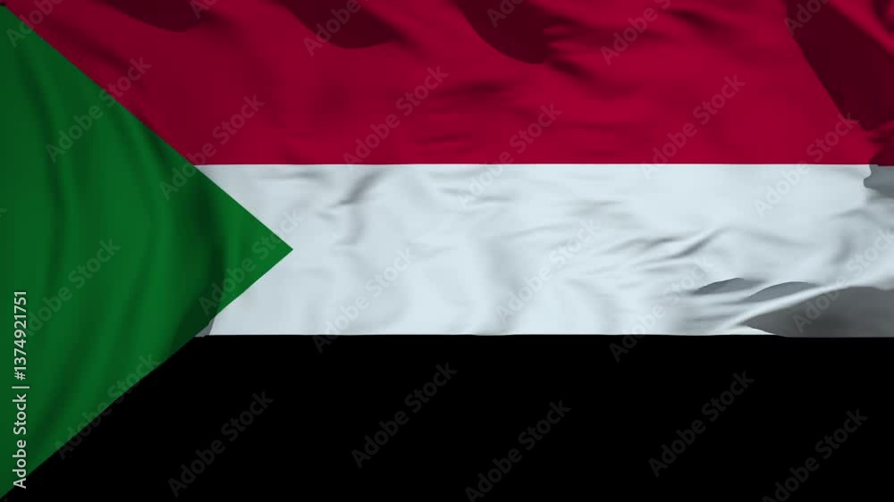 Sudan flag waving in the wind Animation