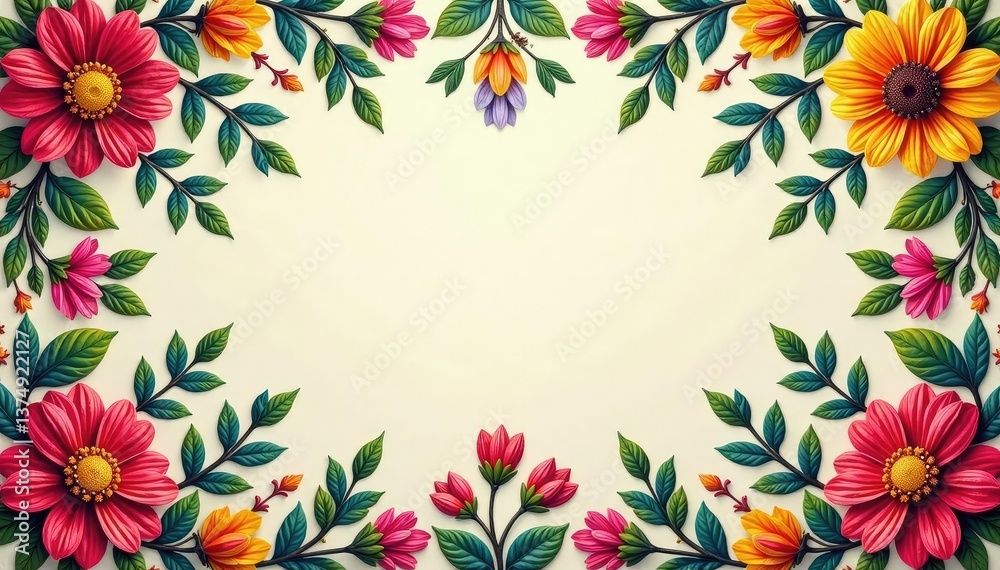 Obraz premium Intricate floral textile design, repeating motif , organic, illustration, elegant