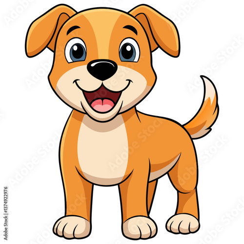 Cute puppy dog cartoon illustration adorable animal pet drawing happy character domestic canine friendly breed