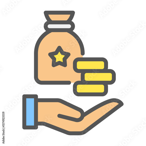 income filled outline icon. income color line illustration.