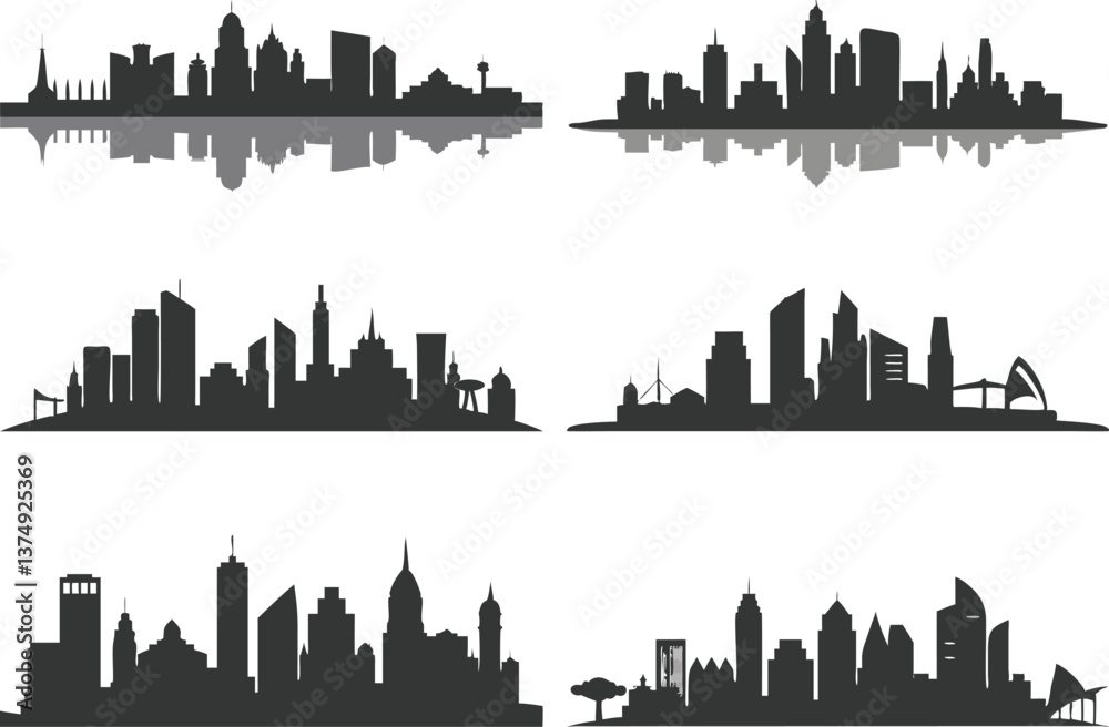 Obraz premium Vector London cityscape silhouette, black and red towers outline